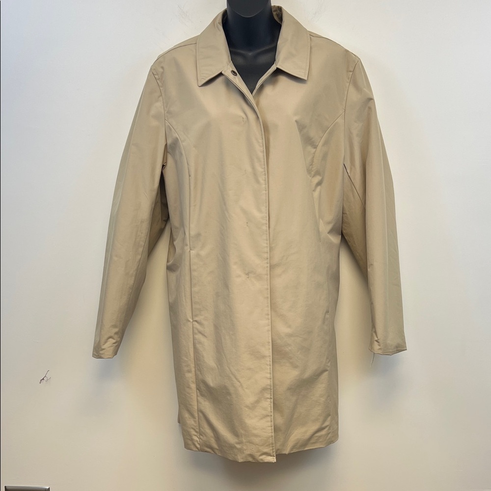 Moschino Women's Light Tan Nylon Chic Classic Simple Fall Trench Coat Size L